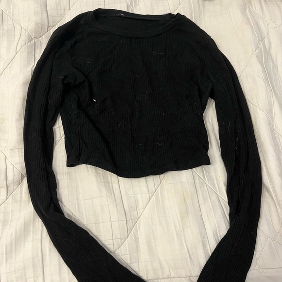old collection garage black long sleeves crop top - Picture 1 of 2